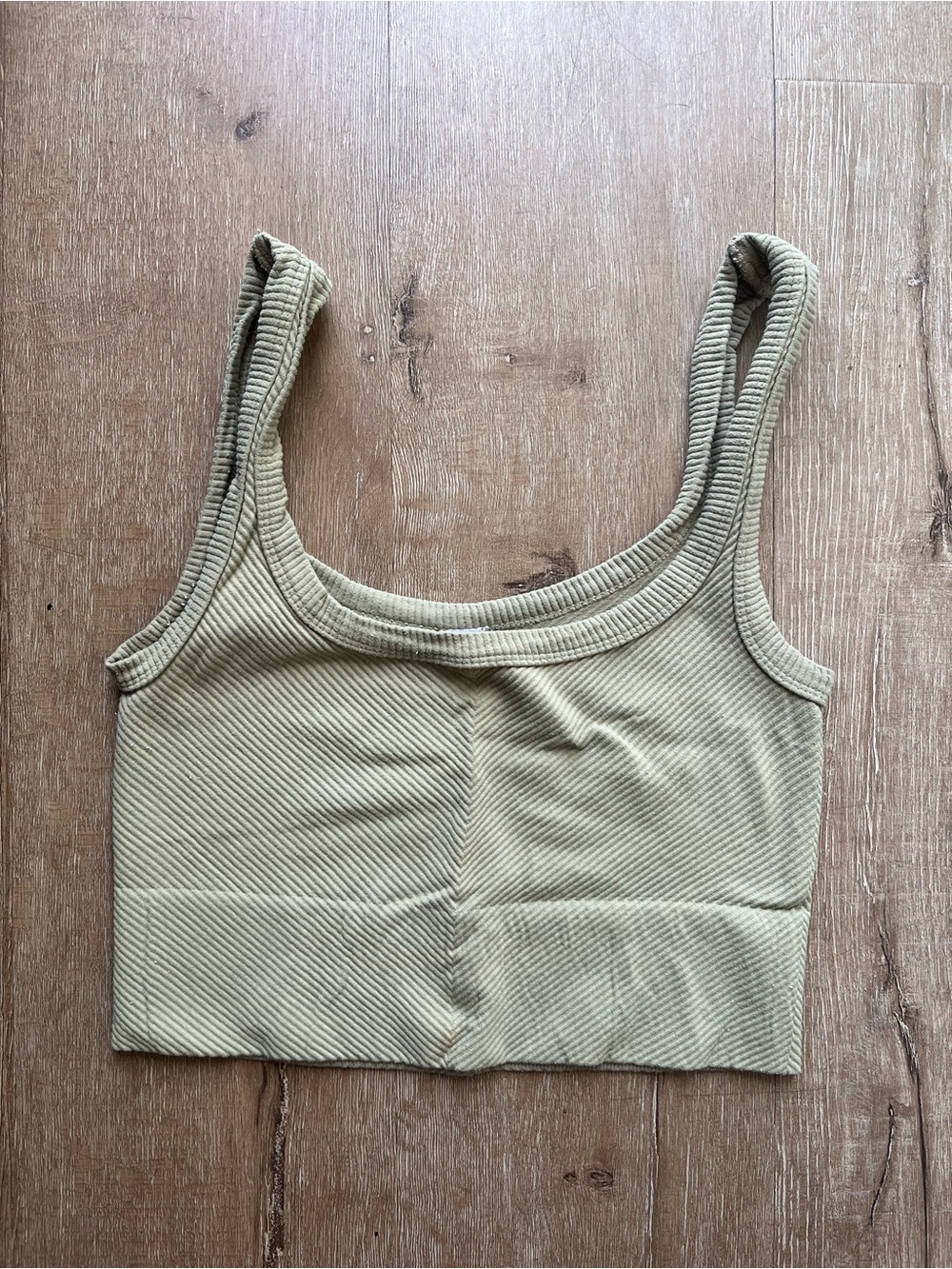 Nikibiki Ribbed Scoop Crop Tank - Light Sage